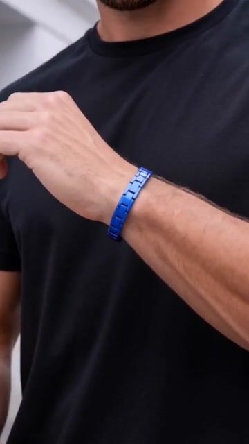 Bracciale uomo ceramica blu finitura lucida magnetico magneti video