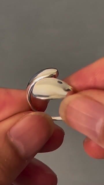 Bague ouverte argent goutte eau polie video