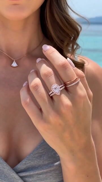 925 Silver Double Band Teardrop Halo Engagement Ring – Modular Elegance with Refined Sparkle video