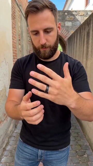 Black Brushed Tungsten Ring Hammered Interior Oak Wood video
