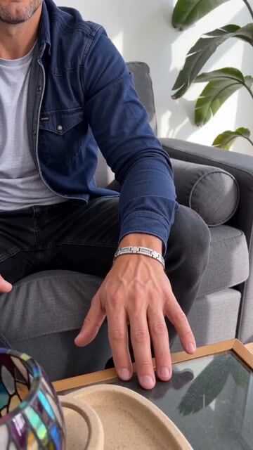 Bracelet homme en tungstene avec nacre abalone incruste aimante