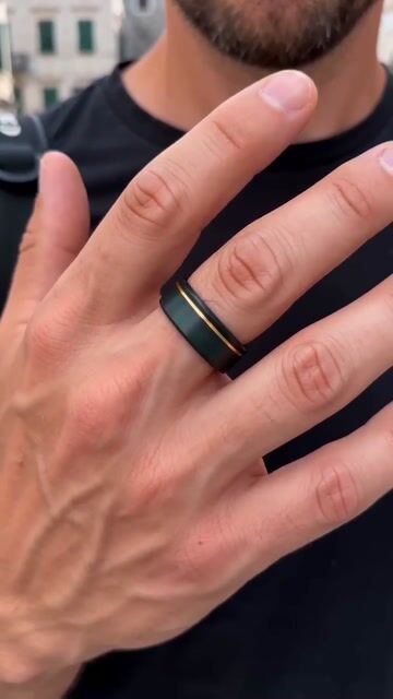 Black and Gold Tungsten Carbide Brushed Finish Wedding Ring video