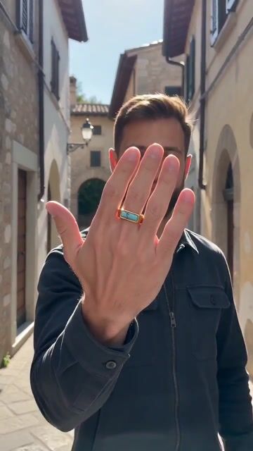 Bague chevalière personnalisable acier inoxydable 316L avec pierre turquoise video