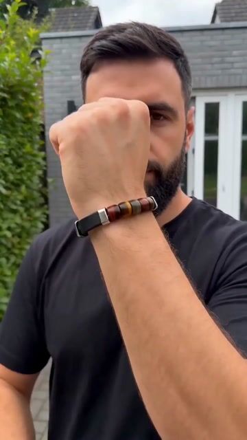 Men’s leather bracelet with natural tiger eye stone video