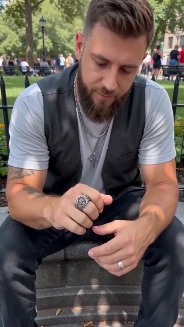 Men's Sterling Silver Biker Skull Open Signet Ring video