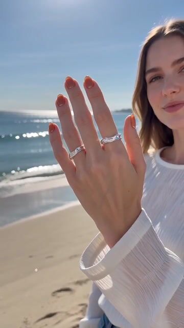 Bague argent ouvert ajustable concave martele video