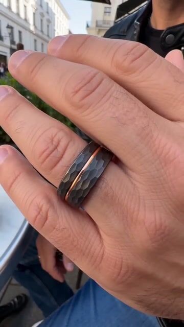 Customizable Hammered Brushed Tungsten Wedding Ring video