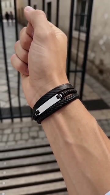 Personalized men's multi-cord curb leather bracelet video