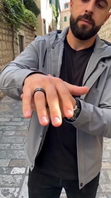 Customizable Brushed Black Tungsten Ring with Oak Wood video