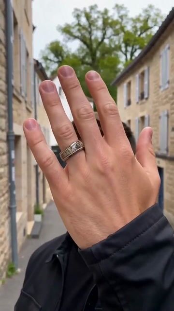 Men's Tungsten Carbide Wedding Band 8mm – Natural Horn Inlay and Authentic Elegance video