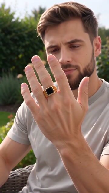 Bague chevalière homme en acier 316L plaqué or avec onyx noir personnalisable video