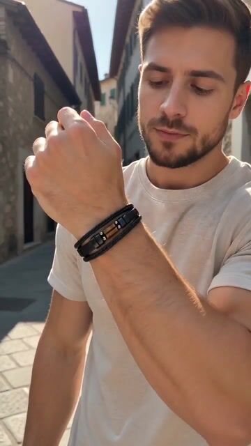 Bracelet homme en cuir multicordon avec pierre naturelle œil de tigre video