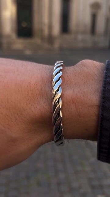 Bracelet jonc torsadé en acier inoxydable – Ajustable 7 mm pour homme et femme video