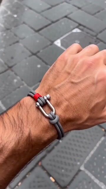 Rope bracelet with marine steel shackle clasp video