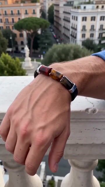 Men’s leather bracelet with natural tiger eye stone video