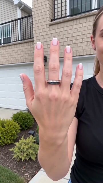 Women's Titanium Ring with Abalone and Zircons – Elegant 6 mm video