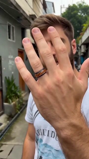Men's Black Tungsten Carbide Wedding Band 8mm – Natural Oak Wood and Authentic Elegance video