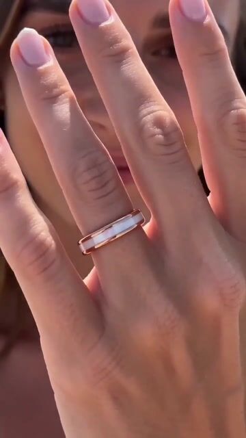 Women's Rose Gold Tungsten Abalone Ring – Refined Elegance video