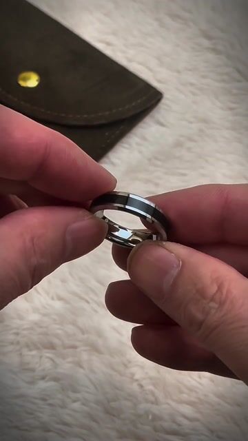 Customizable Black Ribbon Tungsten Wedding Ring video